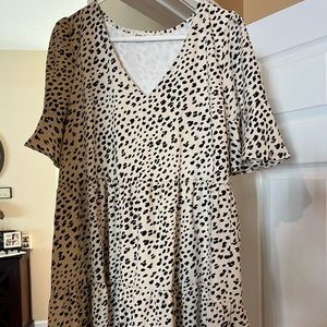 Pinkblush beige animal print ruffle sleeve maternity dress